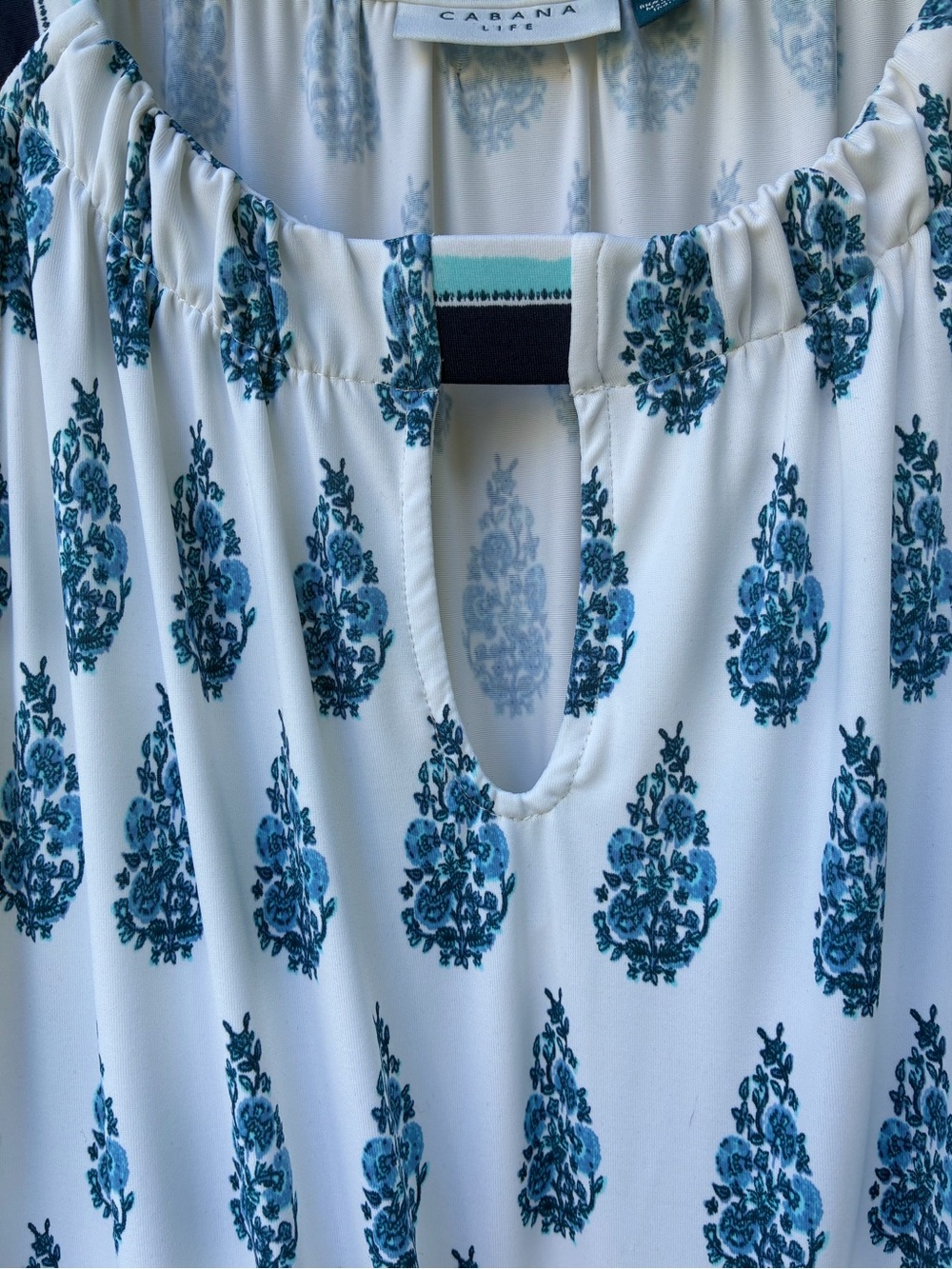 CABANA LIFE Delray Blue White Floral Halter Tie Waist Maxi Dress Size M - Picture 9 of 14